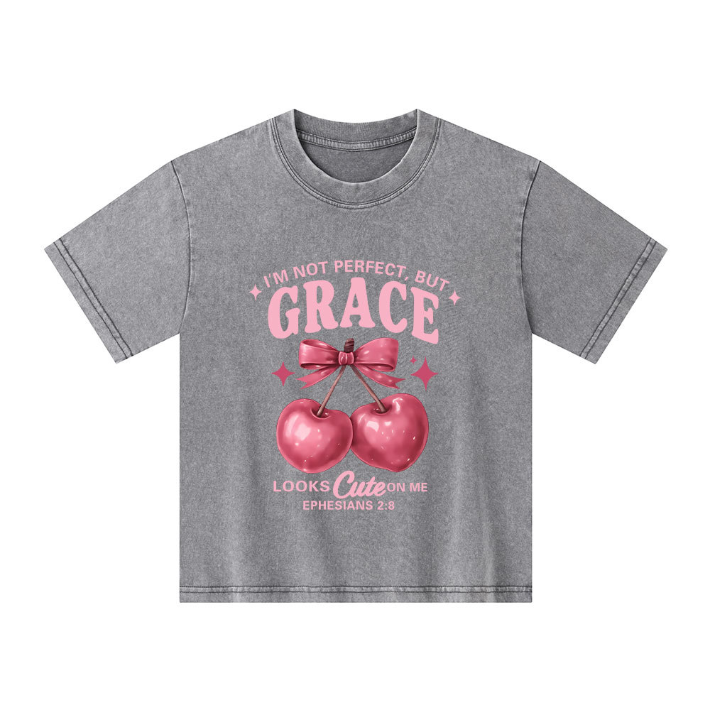 I'm Not Perfect But Grace Looks Cute On Me Kid Washed T-Shirt