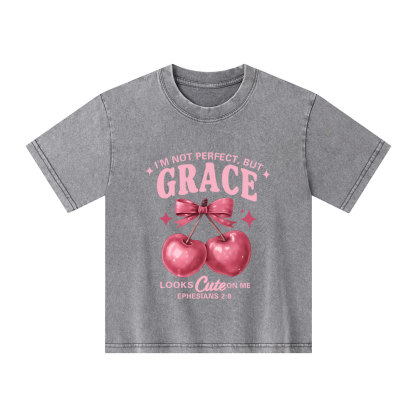 I'm Not Perfect But Grace Looks Cute On Me Kid Washed T-Shirt
