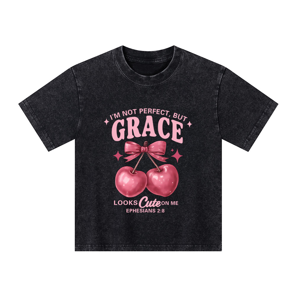 I'm Not Perfect But Grace Looks Cute On Me Kid Washed T-Shirt