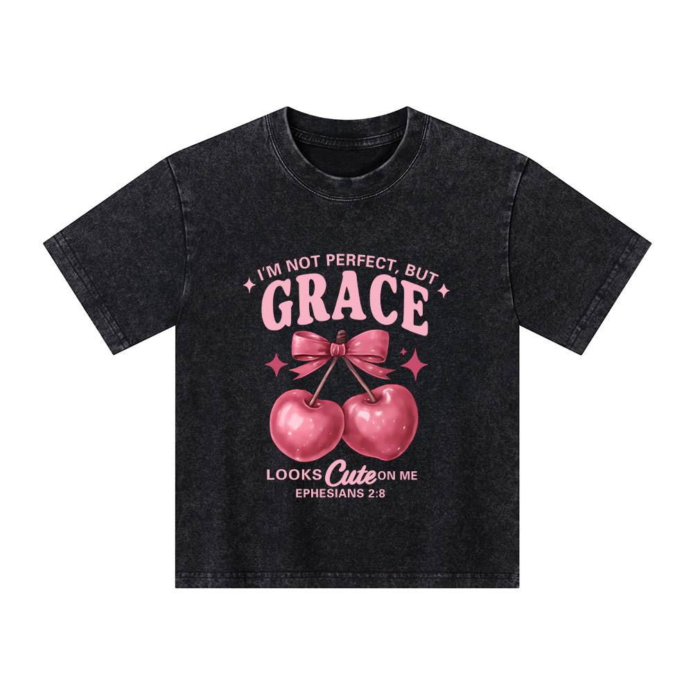 I'm Not Perfect But Grace Looks Cute On Me Kid Washed T-Shirt