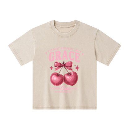 I'm Not Perfect But Grace Looks Cute On Me Kid Washed T-Shirt