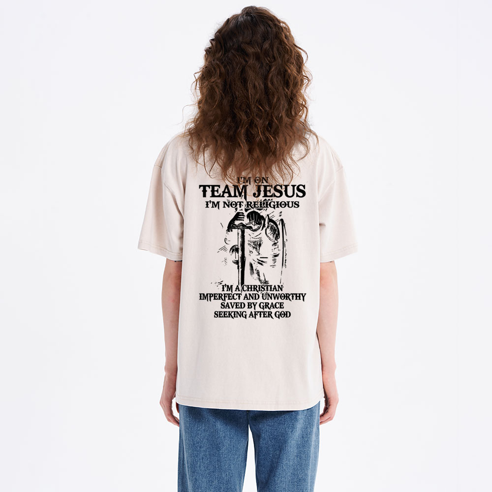 I'm On Team Jesus Christian Washed T-Shirt