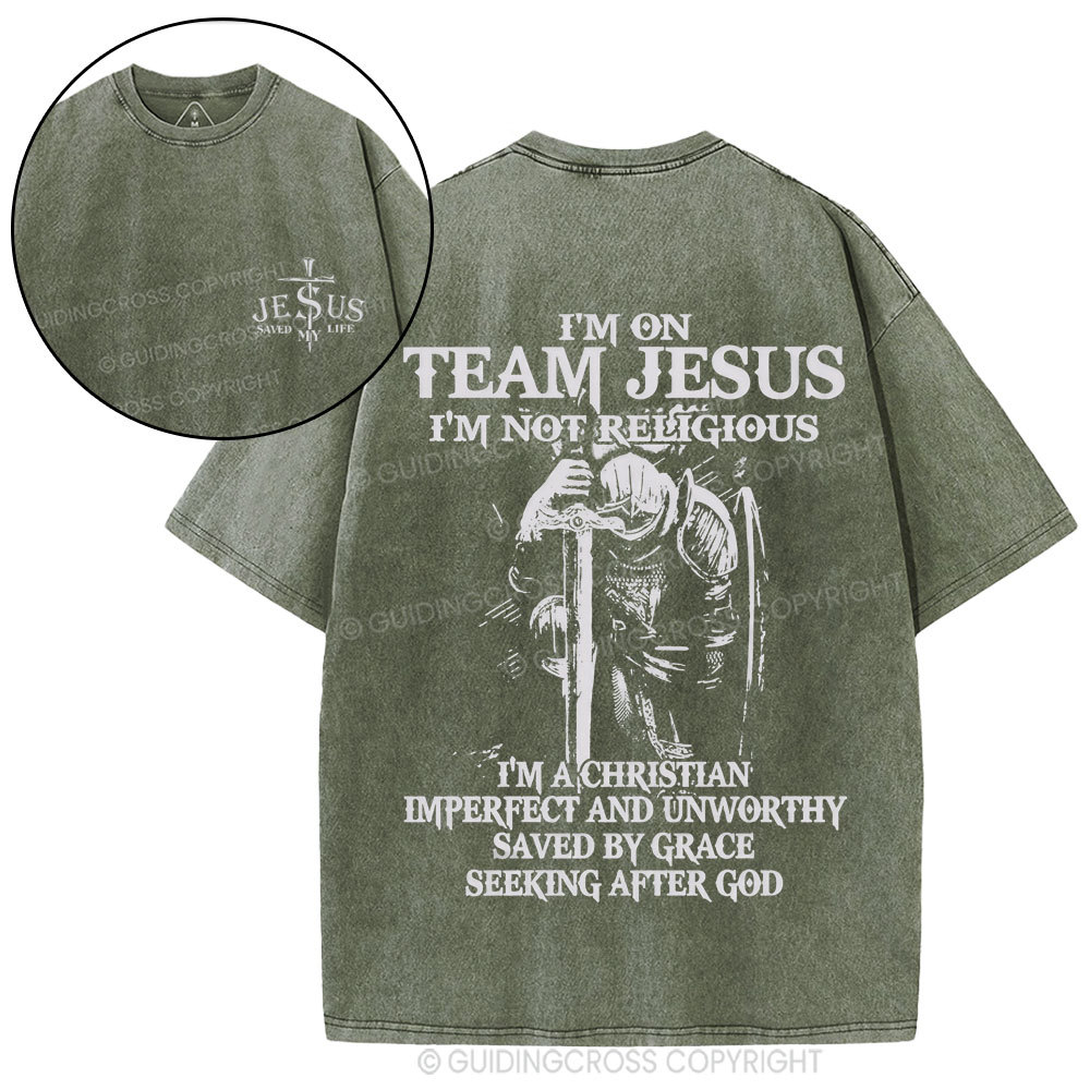 I'm On Team Jesus Christian Washed T-Shirt