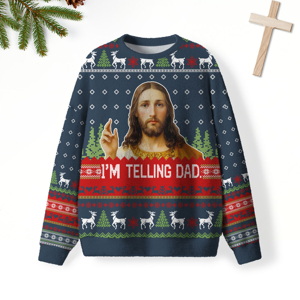 I'm Telling Dad Christian Lightweight Sweater