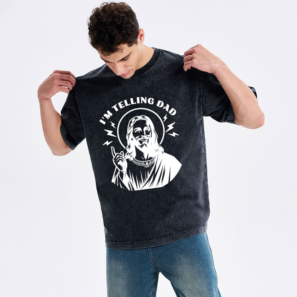 I'm Telling Dad Christian Washed T-Shirt