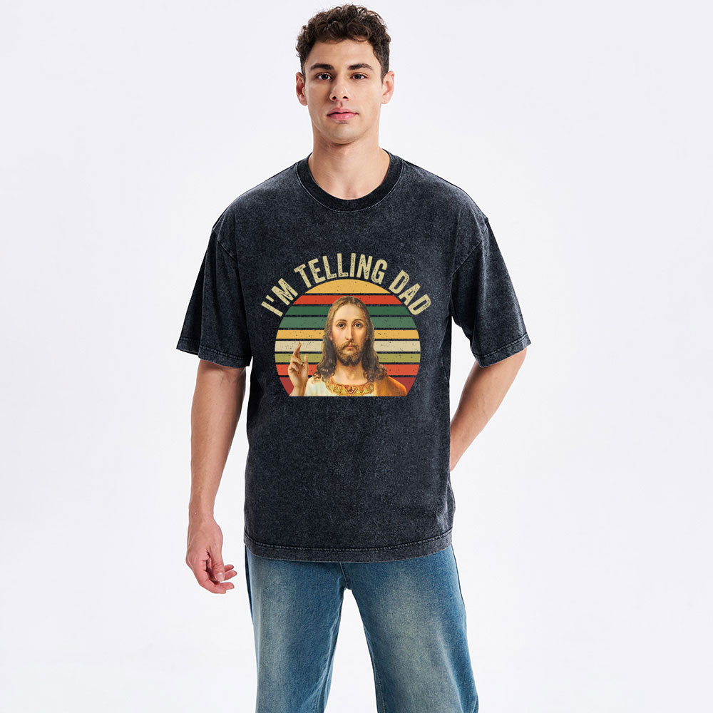 I'm Telling Dad Christian Washed T-Shirt