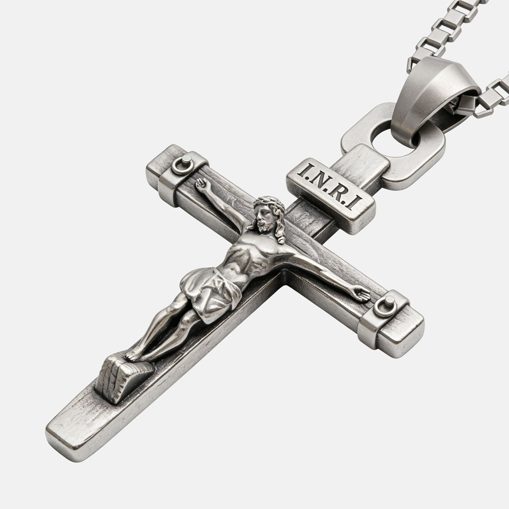 INRI Christian 925 Sterling Silver Necklace