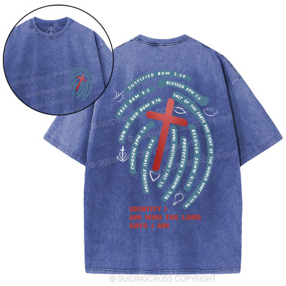 Identity I Am Who THe Lord Says I Am Christian Washed T-Shirt