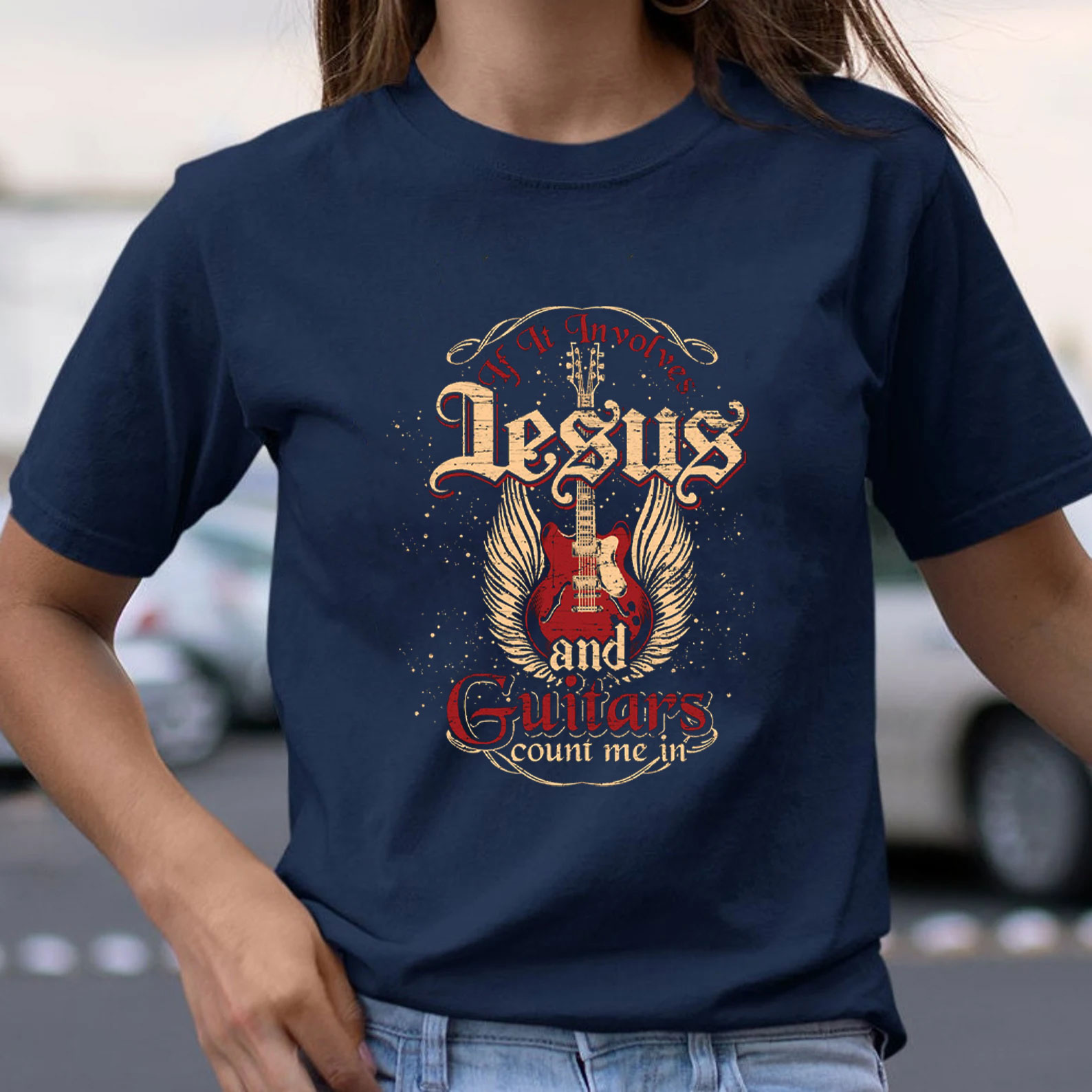 If It Involves Jesus And Guitars Count Me In Christian T-Shirt