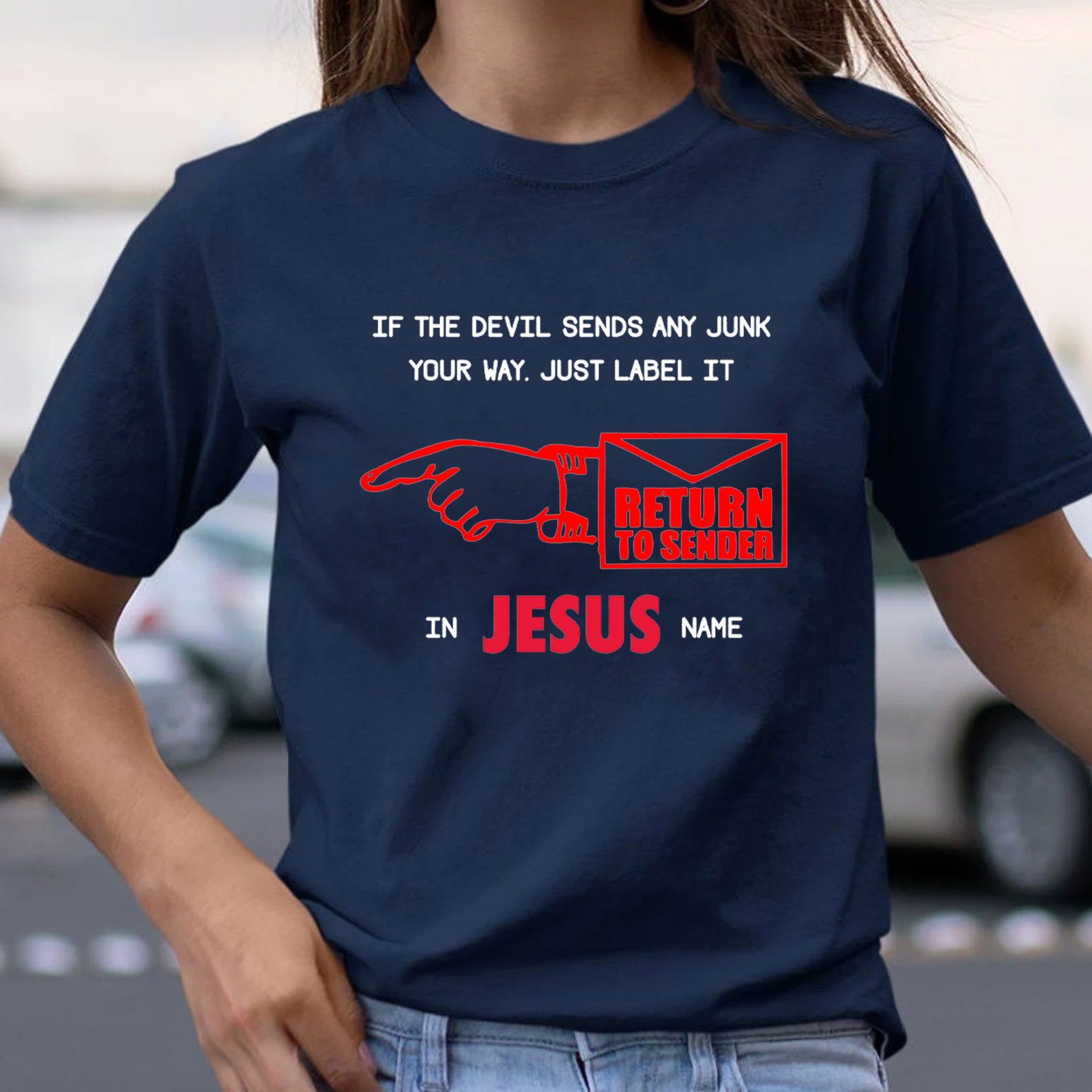 If The Devil Sends Any Junk Your Way Christian T-Shirt