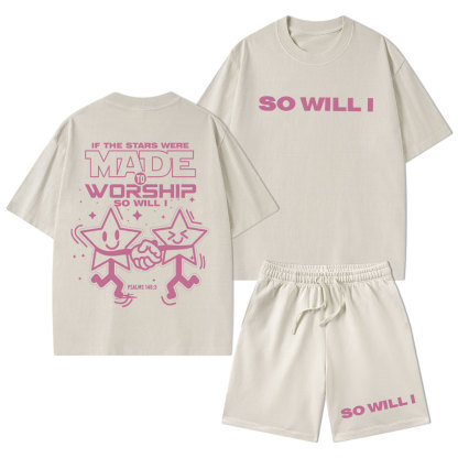 If The Stars Were Made To Worship Christian Washed T-Shirt & Shorts