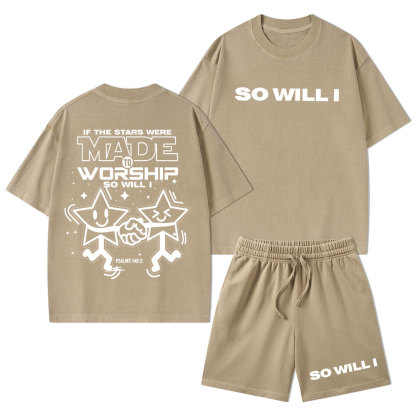 If The Stars Were Made To Worship Christian Washed T-Shirt & Shorts