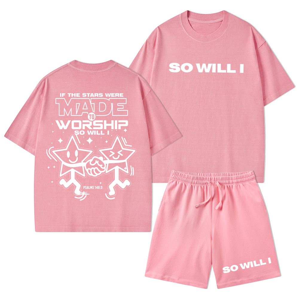 If The Stars Were Made To Worship Christian Washed T-Shirt & Shorts