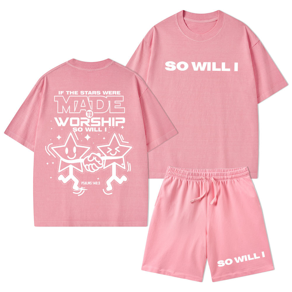 If The Stars Were Made To Worship Christian Washed T-Shirt & Shorts