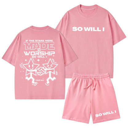 If The Stars Were Made To Worship Christian Washed T-Shirt & Shorts