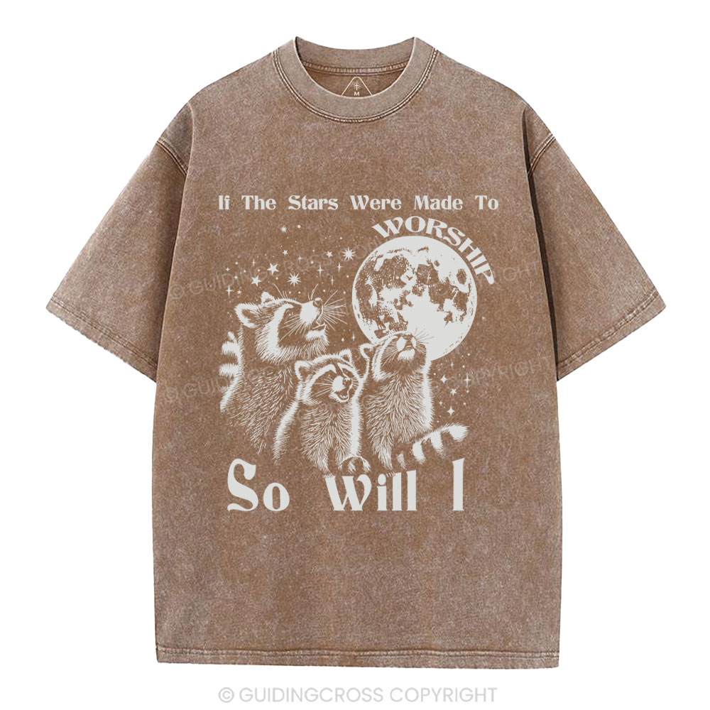 If The Stars Were Made To  Worship Raccoon Christian Washed T-Shirt