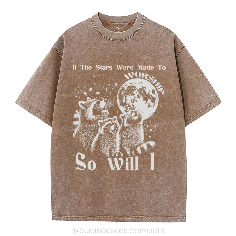 If The Stars Were Made To  Worship Raccoon Christian Washed T-Shirt