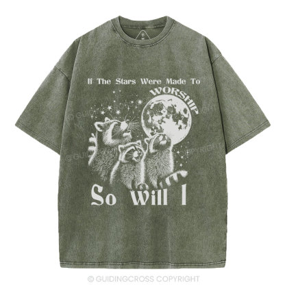 If The Stars Were Made To  Worship Raccoon Christian Washed T-Shirt