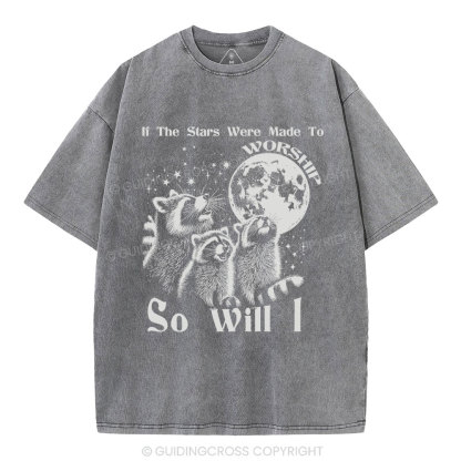 If The Stars Were Made To  Worship Raccoon Christian Washed T-Shirt