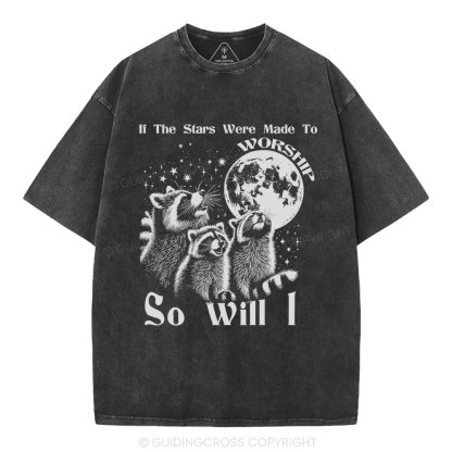 If The Stars Were Made To  Worship Raccoon Christian Washed T-Shirt