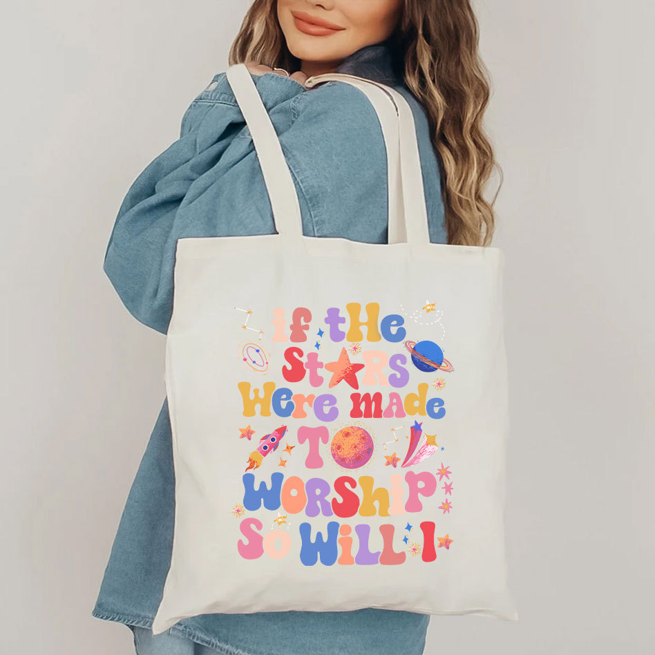 If The Stars Were Made Worship Christian Canvas Tote Bag