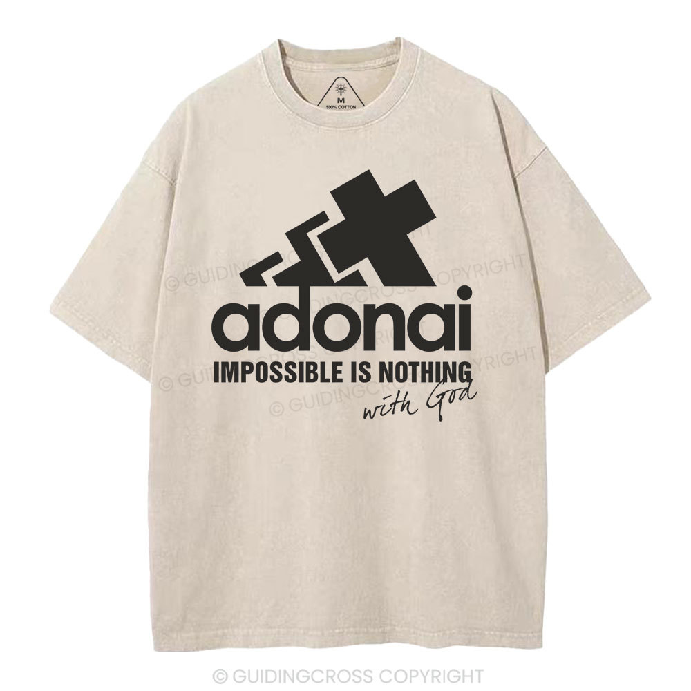 Impossible Is Nothing With God Christian Washed T-Shirt