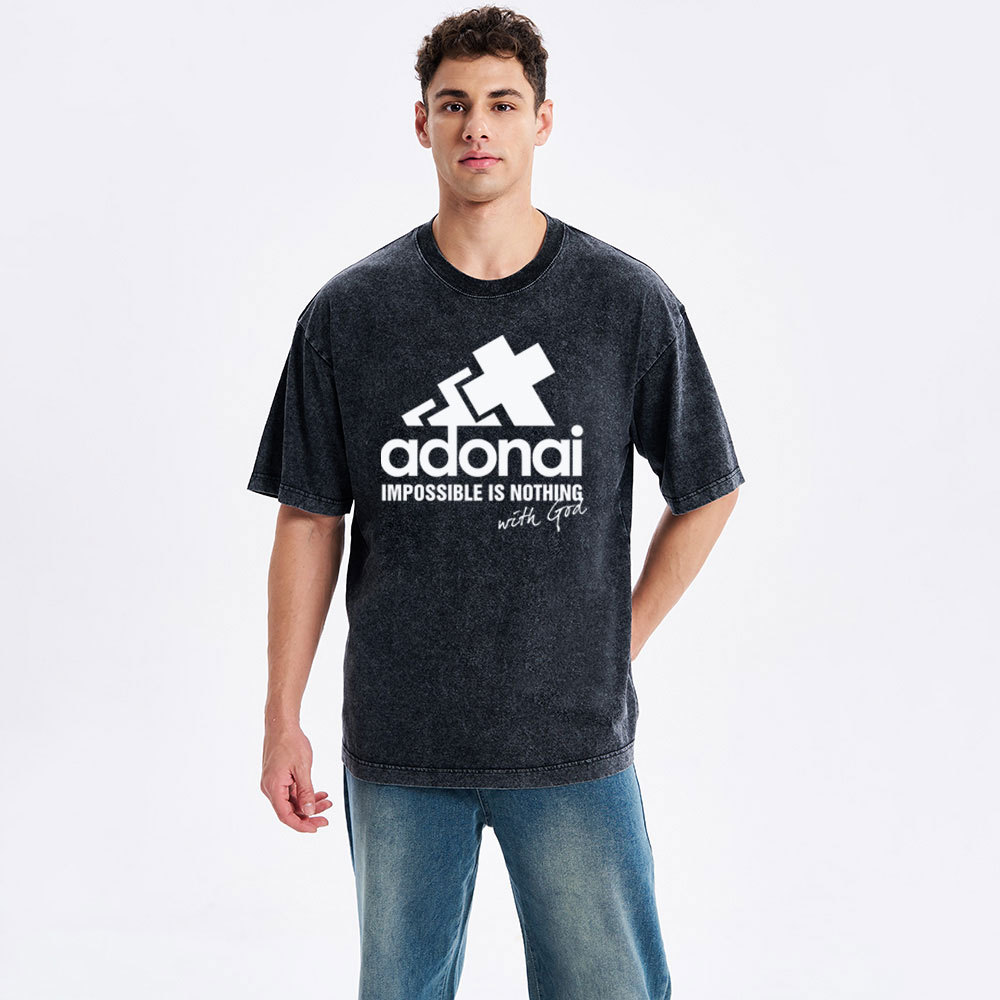 Impossible Is Nothing With God Christian Washed T-Shirt