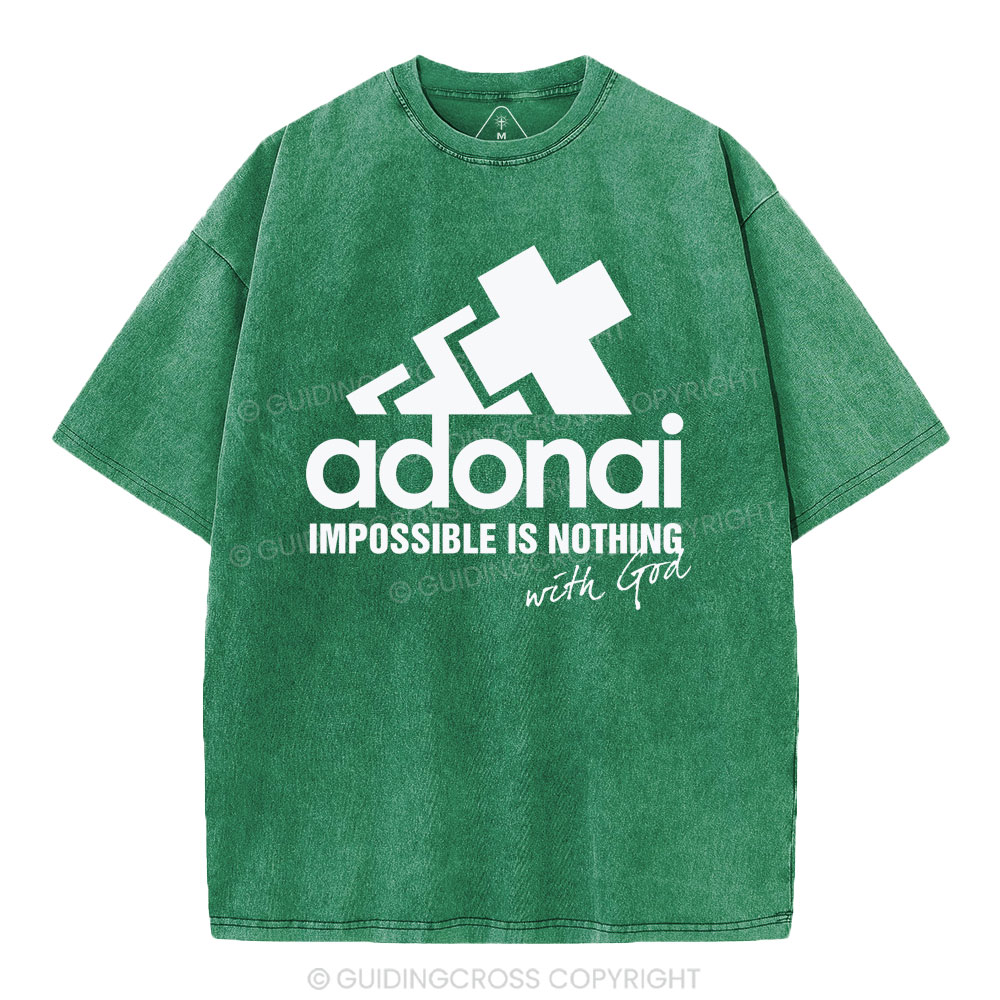 Impossible Is Nothing With God Christian Washed T-Shirt