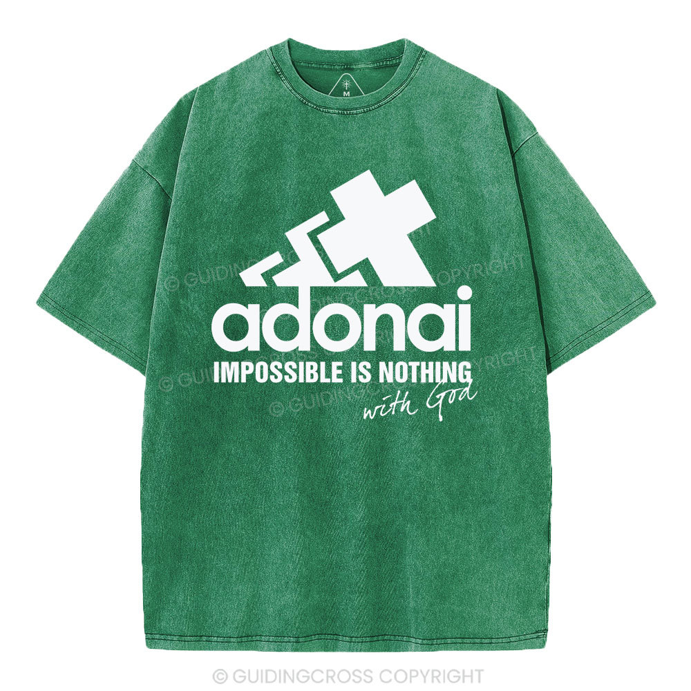 Impossible Is Nothing With God Christian Washed T-Shirt