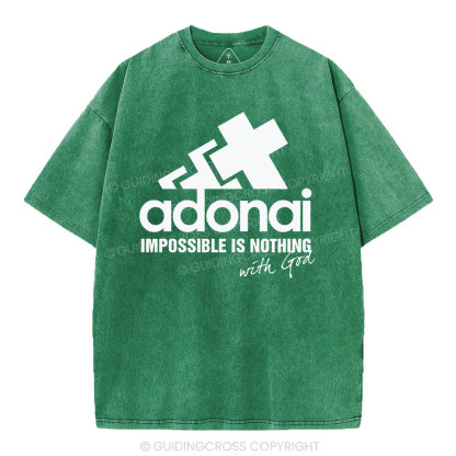 Impossible Is Nothing With God Christian Washed T-Shirt