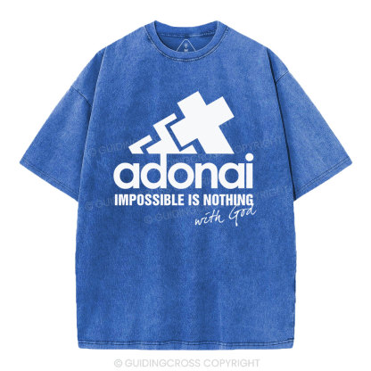 Impossible Is Nothing With God Christian Washed T-Shirt
