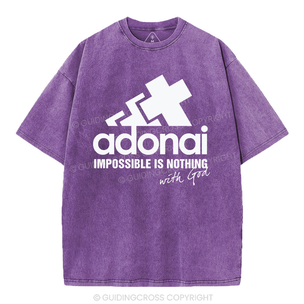 Impossible Is Nothing With God Christian Washed T-Shirt