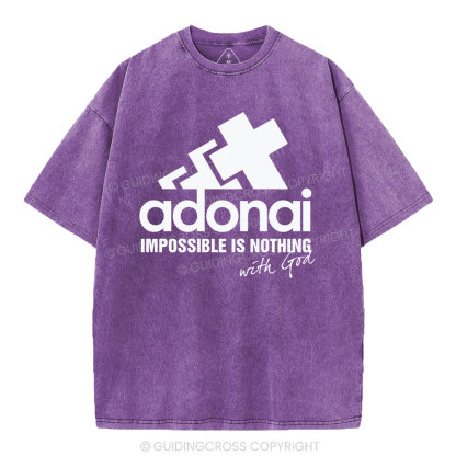 Impossible Is Nothing With God Christian Washed T-Shirt