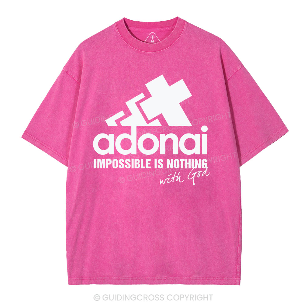 Impossible Is Nothing With God Christian Washed T-Shirt