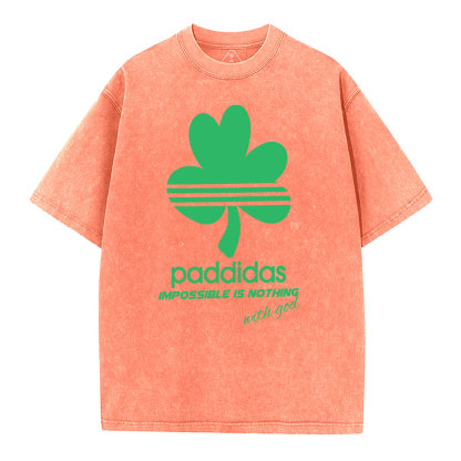 Impossible Is Nothing With God Christian Washed T-Shirt