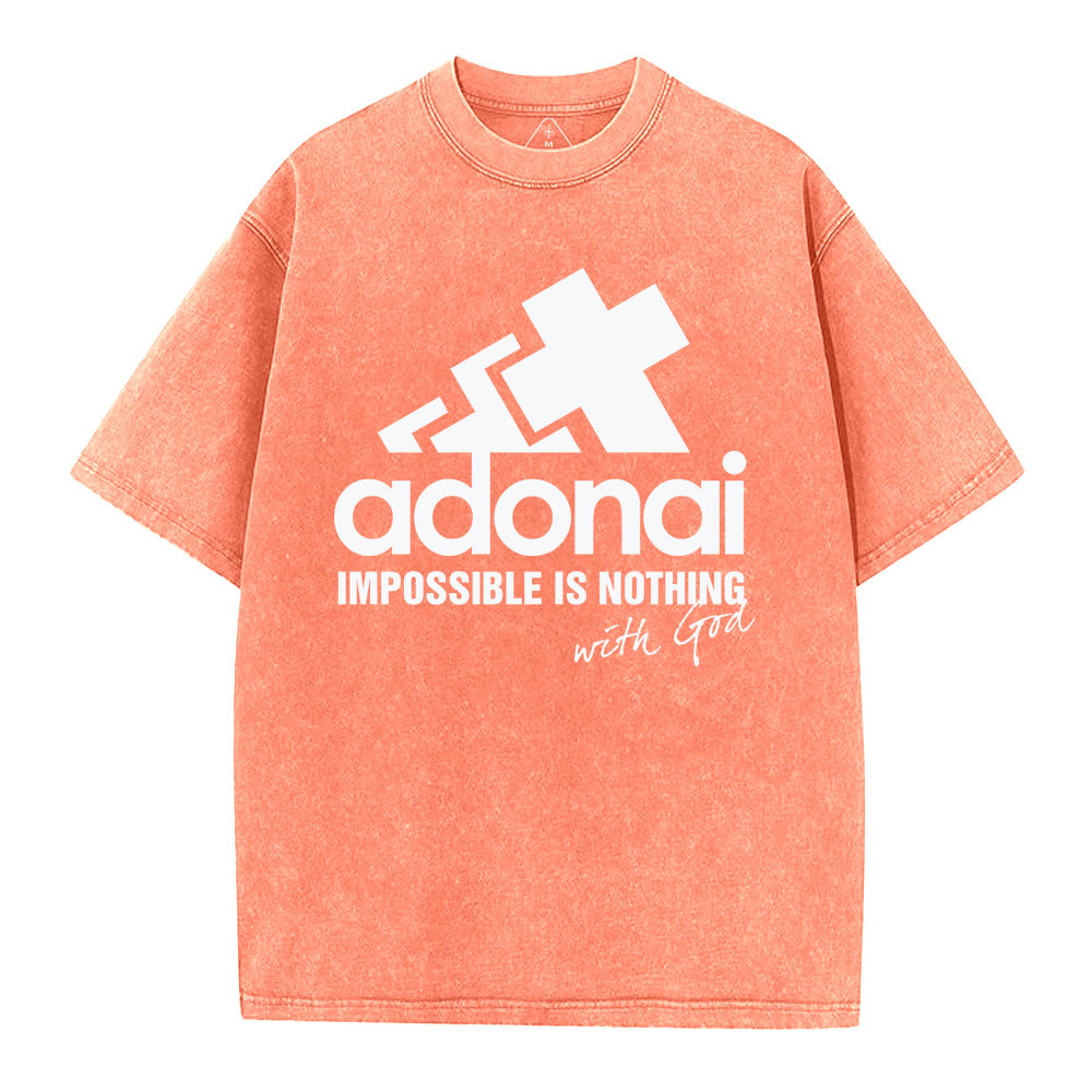 Impossible Is Nothing With God Christian Washed T-Shirt
