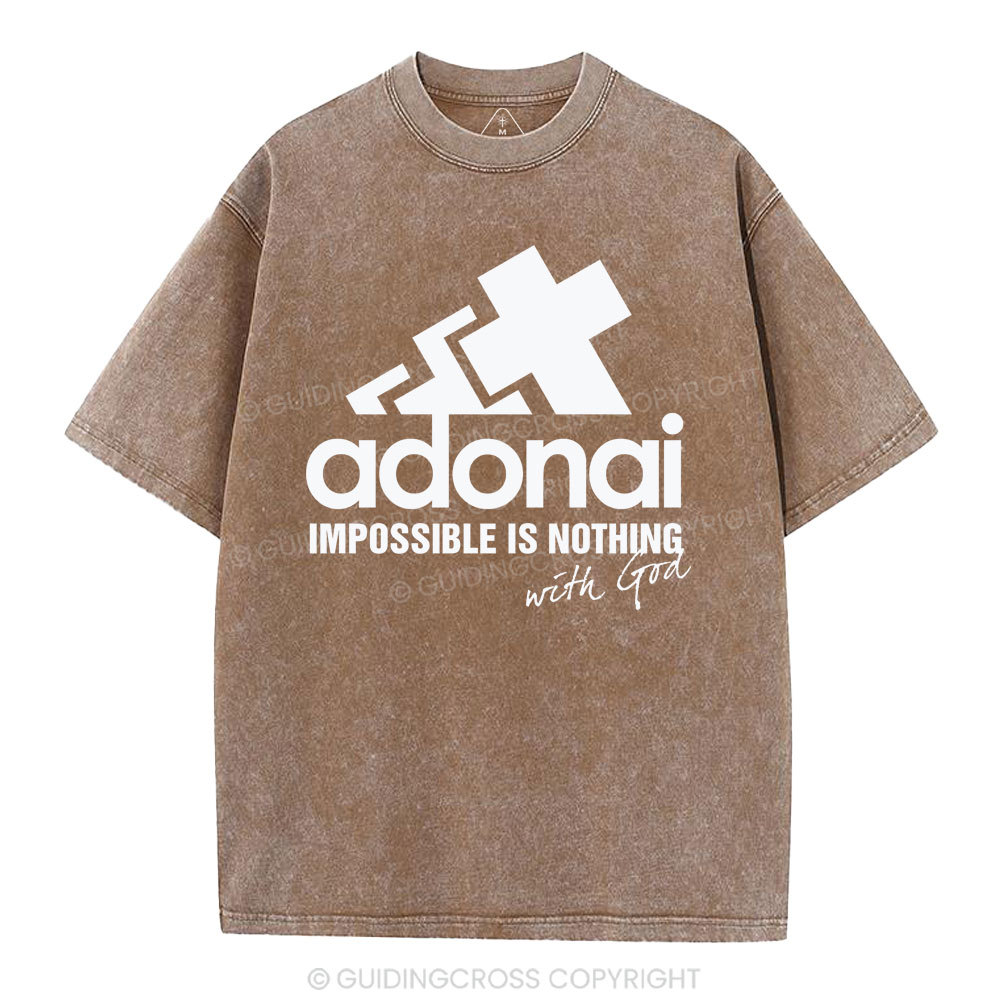 Impossible Is Nothing With God Christian Washed T-Shirt