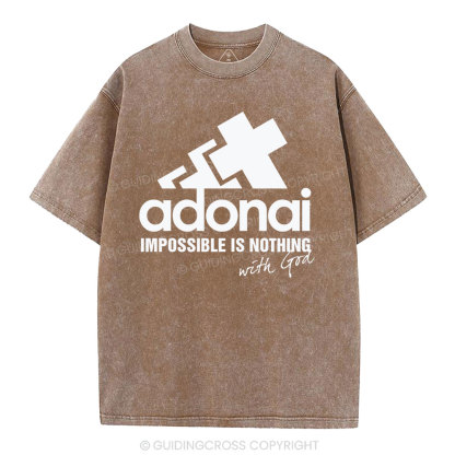 Impossible Is Nothing With God Christian Washed T-Shirt