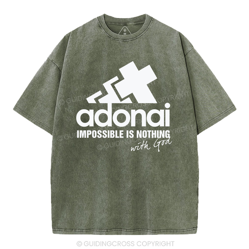 Impossible Is Nothing With God Christian Washed T-Shirt