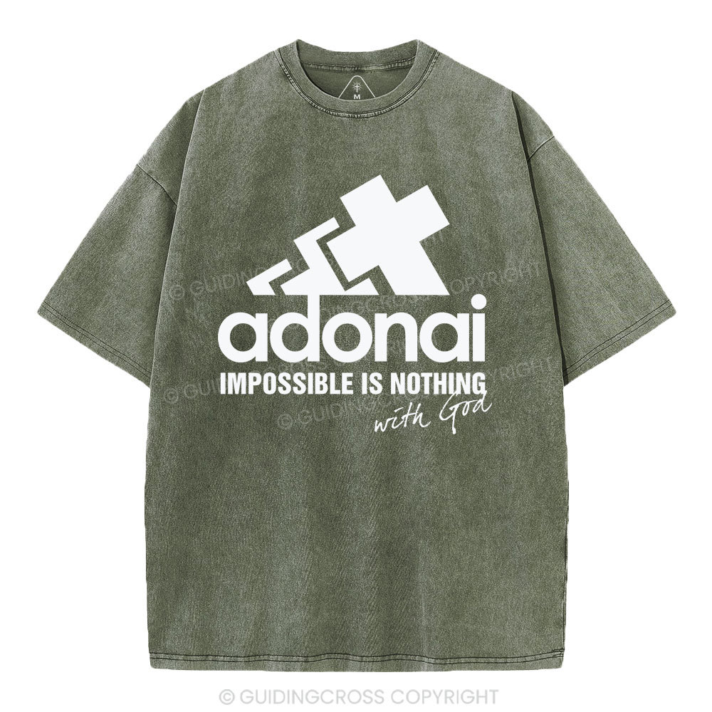 Impossible Is Nothing With God Christian Washed T-Shirt