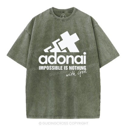 Impossible Is Nothing With God Christian Washed T-Shirt