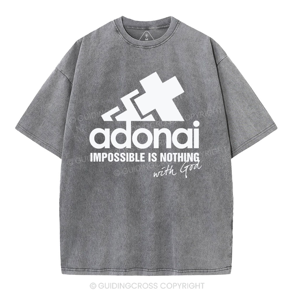 Impossible Is Nothing With God Christian Washed T-Shirt