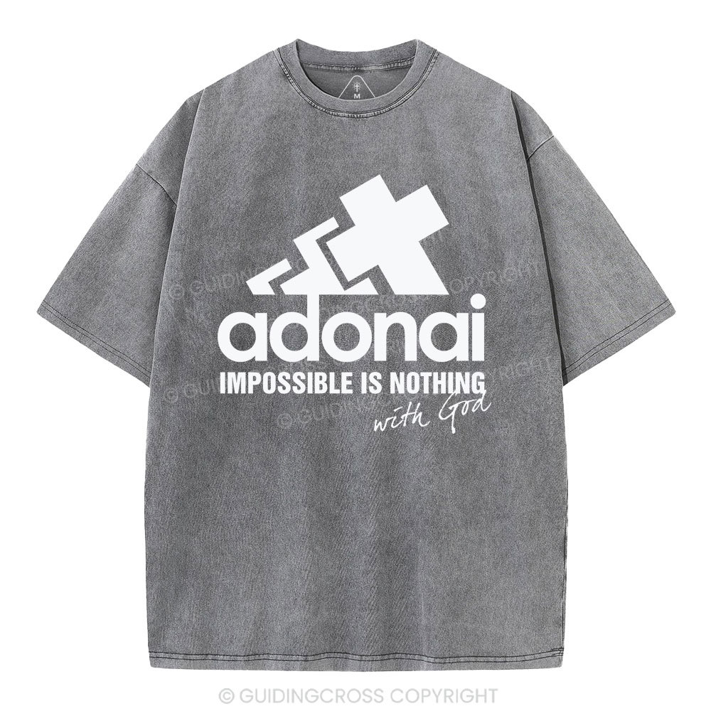 Impossible Is Nothing With God Christian Washed T-Shirt