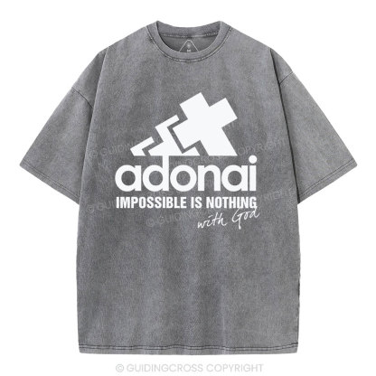 Impossible Is Nothing With God Christian Washed T-Shirt