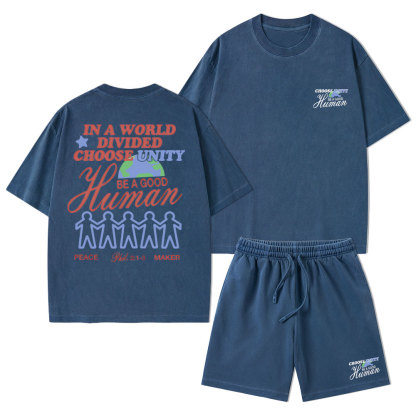 In A World Divided Choose Unity Christian Washed T-Shirt & Shorts