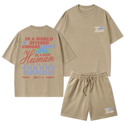 In A World Divided Choose Unity Christian Washed T-Shirt & Shorts