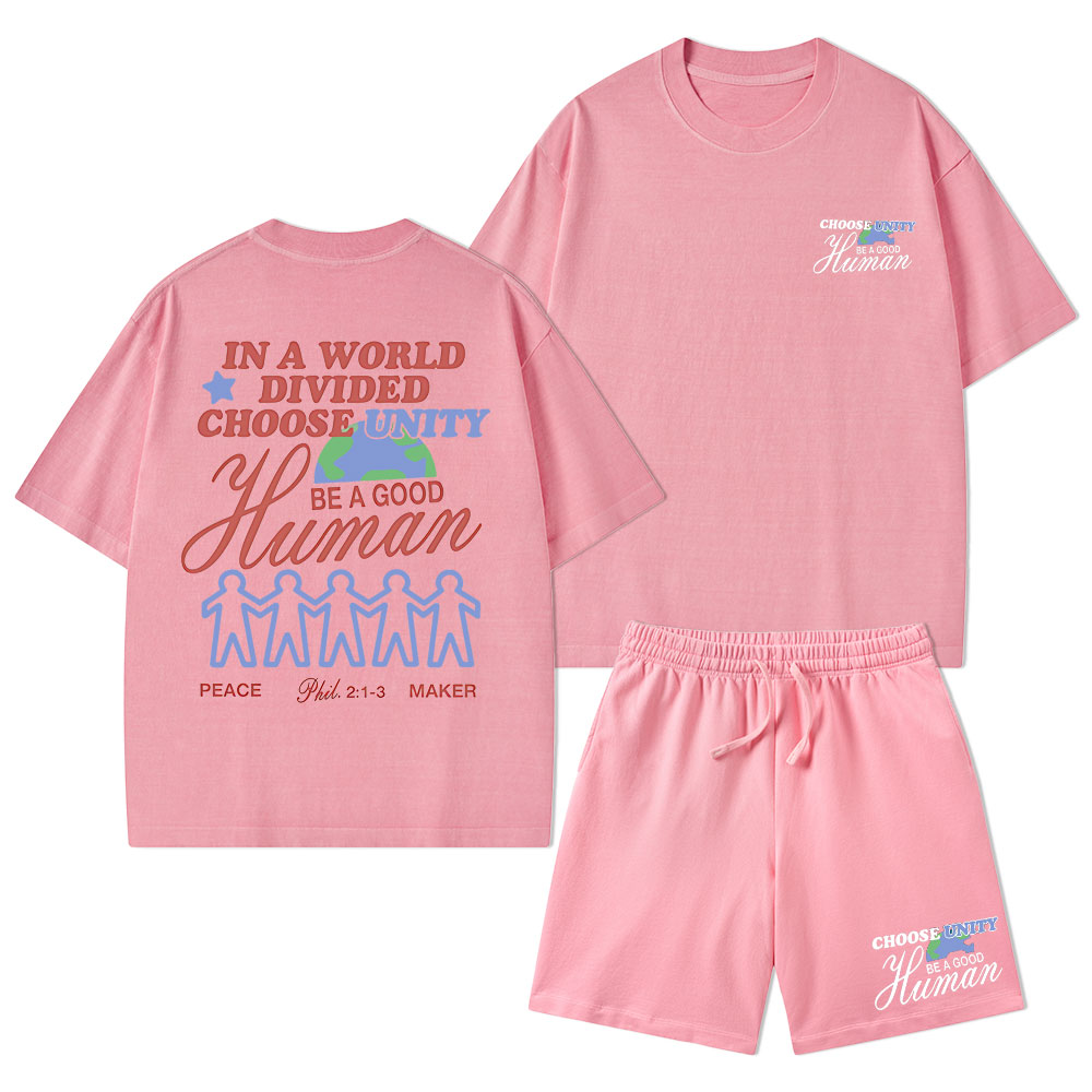 In A World Divided Choose Unity Christian Washed T-Shirt & Shorts