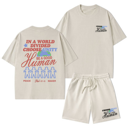 In A World Divided Choose Unity Christian Washed T-Shirt & Shorts