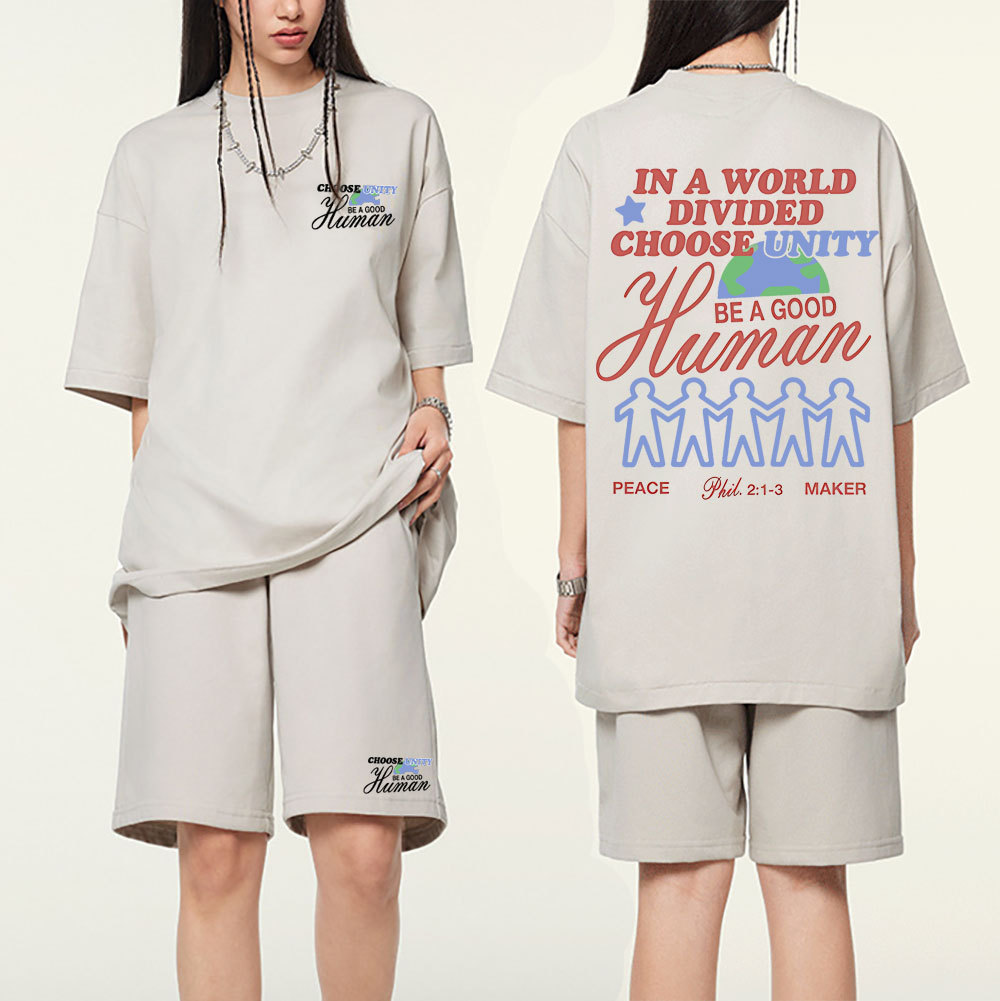 In A World Divided Choose Unity Christian Washed T-Shirt & Shorts