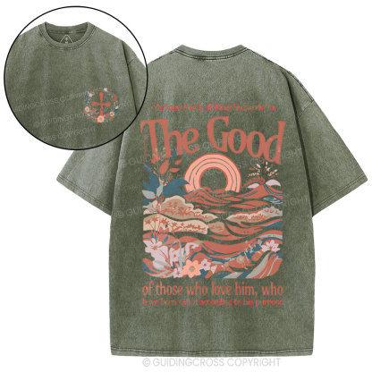 In All Things God WorKs For The Good Christian Washed T-Shirt